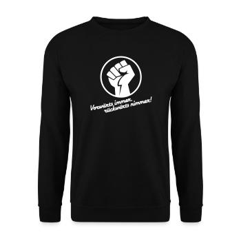 Vorwärts immer rückwärts nimmer v.2 (Farbe änderba - Unisex Pullover - Schwarz - Vorne - Alina (178cm) & Michal (187cm)