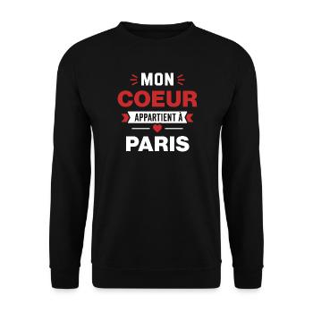 Mon Coeur Appartient à Paris - Sweat-shirt Unisexe - noir - Devant - Alina (178cm) & Michal (187cm)