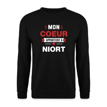 Mon Cœur Appartient à Niort - Sweat-shirt Unisexe - noir - Devant - Alina (178cm) & Michal (187cm)