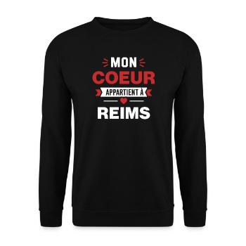 Mon Coeur Appartient à Reims - Sweat-shirt Unisexe - noir - Devant - Alina (178cm) & Michal (187cm)
