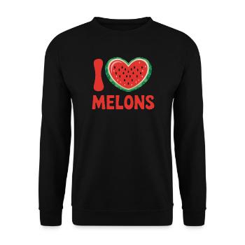 J’adore Melons Cœur Pastèque Fun d’été - Sweat-shirt Unisexe - noir - Devant - Alina (178cm) & Michal (187cm)