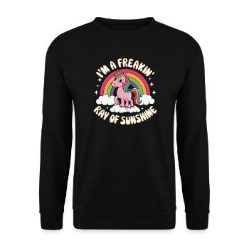Cadeau de citation du Rayon de Soleil de la Licorne - Sweat-shirt Unisexe - noir - Devant - Alina (178cm) & Michal (187cm)