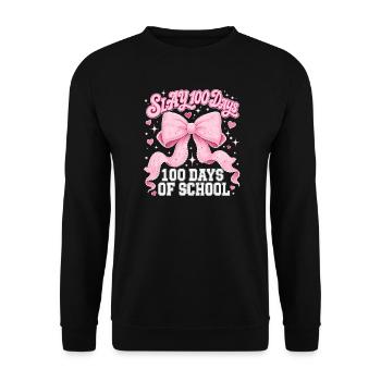 Slay 100 Tage Schule Pink Schleife Coquette - Unisex Pullover - Schwarz - Vorne - Alina (178cm) & Michal (187cm)