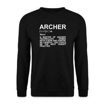 Bogenschütze Definition - Unisex Pullover - Schwarz - Vorne - Alina (178cm) & Michal (187cm)