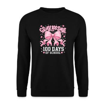 Pink Schleife Coquette 100 Tage Schule Y2K Trend - Unisex Pullover - Schwarz - Vorne - Alina (178cm) & Michal (187cm)