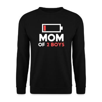 Mama von 2 Jungen Emblem - Unisex Pullover - Schwarz - Vorne - Alina (178cm) & Michal (187cm)
