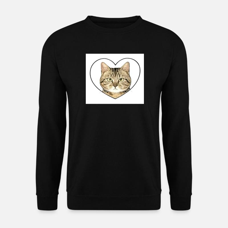 Katzenherz: Katzenporträt - Unisex Pullover - Schwarz