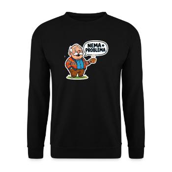 Nema Problema Shirt Lustig Balkan Jugo Geschenk - Unisex Pullover - Schwarz - Vorne - Alina (178cm) & Michal (187cm)