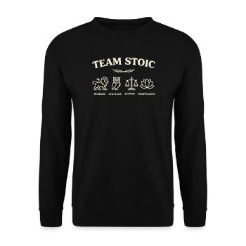 Team Stoische Tugenden - Unisex Pullover - Schwarz - Vorne - Alina (178cm) & Michal (187cm)