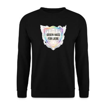 Anti Hass Statement für Frauen Männer Shirt  - Unisex Pullover - Schwarz - Vorne - Alina (178cm) & Michal (187cm)