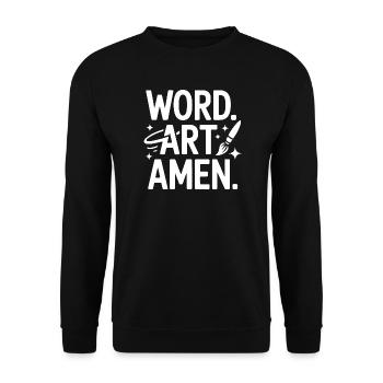 Wortkunst Amen Pinsel Tee - Unisex Pullover - Schwarz - Vorne - Alina (178cm) & Michal (187cm)