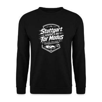 Stuttgart schaltet in den Tor Modus - Unisex Pullover - Schwarz - Vorne - Alina (178cm) & Michal (187cm)
