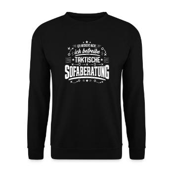 Taktische Sofaberatung - Unisex Pullover - Schwarz - Vorne - Alina (178cm) & Michal (187cm)