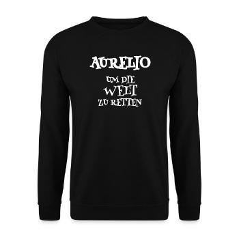 Aurelio Um Die Welt Retten - Unisex Pullover - Schwarz - Vorne - Alina (178cm) & Michal (187cm)