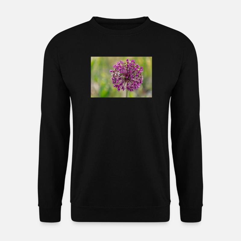 Gros plan d’une fleur violette - Poireau géant - Sweat-shirt Unisexe - noir