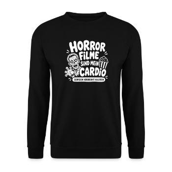 Horror Filme sind mein Cardio Zombie - Unisex Pullover - Schwarz - Vorne - Alina (178cm) & Michal (187cm)