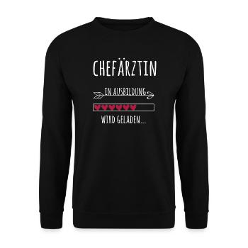 Chefärztin Ausbildung Medizinstudium Ärztin - Unisex Pullover - Schwarz - Vorne - Alina (178cm) & Michal (187cm)