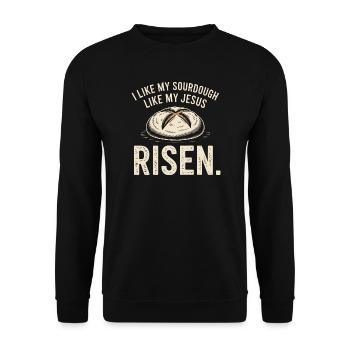 Aufgegangenes Sauerteig-Glaubens-Tee - Unisex Pullover - Schwarz - Vorne - Alina (178cm) & Michal (187cm)