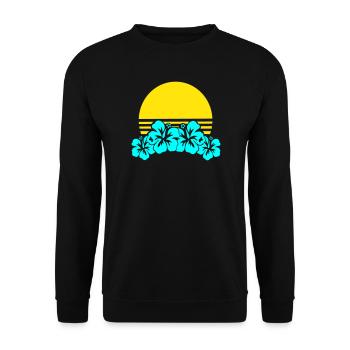 Sun Hibiscus Neon Tropics - Unisex Sweatshirt - black - Front - Alina (178cm) & Michal (187cm)