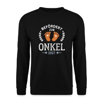Befördert zum Onkel 2027 Cooler Onkel - Unisex Pullover - Schwarz - Vorne - Alina (178cm) & Michal (187cm)