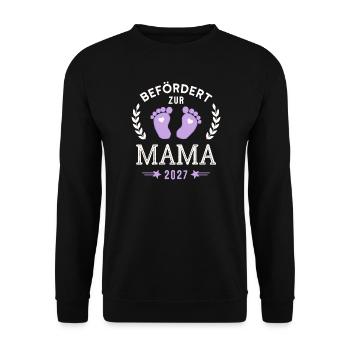 Befördert zur Mama 2027 Werdende Mama - Unisex Pullover - Schwarz - Vorne - Alina (178cm) & Michal (187cm)