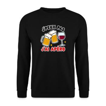 J'peux pas jai apéro - Sweat-shirt Unisexe - noir - Devant - Alina (178cm) & Michal (187cm)