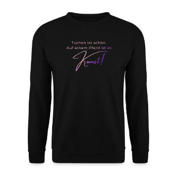 Turnen ist schön: Voltigieren ist Kunst - Unisex Pullover - Schwarz - Vorne - Alina (178cm) & Michal (187cm)
