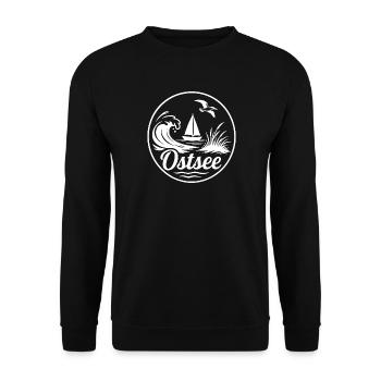 Ostsee Welle Schiff Segelboot Küsten liebe - Unisex Pullover - Schwarz - Vorne - Alina (178cm) & Michal (187cm)