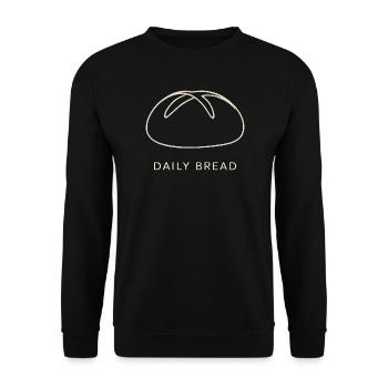 Daily Bread: Minimales Laib-Linienbild - Unisex Pullover - Schwarz - Vorne - Alina (178cm) & Michal (187cm)