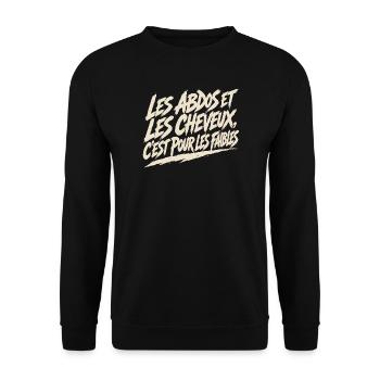 Pas d'abdos ni de cheveux - Humour pour homme - Sweat-shirt Unisexe - noir - Devant - Alina (178cm) & Michal (187cm)