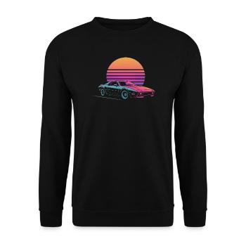 Vaporwave Auto Outrun Sunset 80s Synth - Unisex Sweatshirt - black - Front - Alina (178cm) & Michal (187cm)