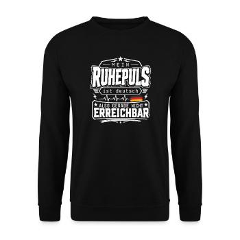 Mein Ruhepuls ist deutsch... - Unisex Pullover - Schwarz - Vorne - Alina (178cm) & Michal (187cm)