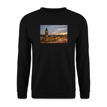 Landungsbrücken am Abend - Affiche - Sweat-shirt Unisexe - noir - Devant - Alina (178cm) & Michal (187cm)