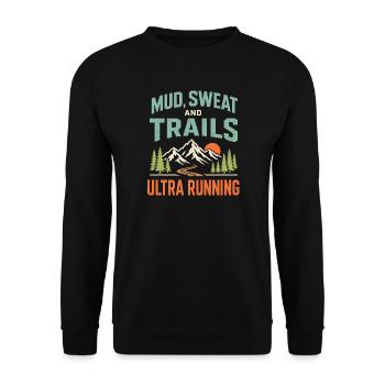 Mud Sweat and Trails Ultra Running - Unisex Sweatshirt - black - Front - Alina (178cm) & Michal (187cm)
