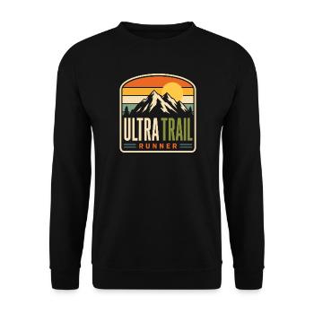 Ultra Trail Runner Mountain Sunset - Unisex Pullover - Schwarz - Vorne - Alina (178cm) & Michal (187cm)