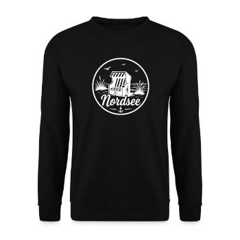 Nordsee Strandkorb Meer Küsten liebe - Unisex Pullover - Schwarz - Vorne - Alina (178cm) & Michal (187cm)