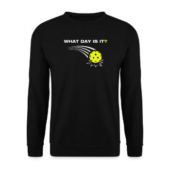 What day is it? Funny Pickleball Player - Unisex Sweatshirt - black - Front - Alina (178cm) & Michal (187cm)