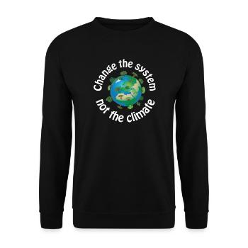 Change the system, not the climate - Unisex Sweatshirt - black - Front - Alina (178cm) & Michal (187cm)