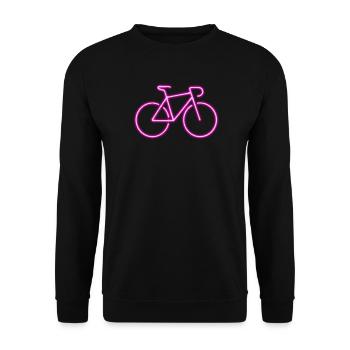 Neon Fahrrad Pink – Urbanes Bike Motiv - Unisex Pullover - Schwarz - Vorne - Alina (178cm) & Michal (187cm)