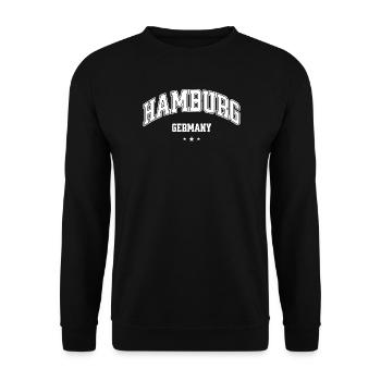 Hamburg Germany Retro College Look Design - Unisex Sweatshirt - black - Front - Alina (178cm) & Michal (187cm)