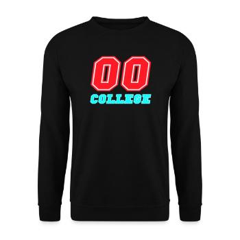 00 College Neon-Emblem - Unisex Pullover - Schwarz - Vorne - Alina (178cm) & Michal (187cm)