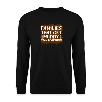 Families muddy Schlammlauf Mud Run Muddy Race - Unisex Pullover - Schwarz - Vorne - Alina (178cm) & Michal (187cm)