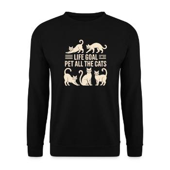 Objectif de vie Animal de compagnie Tous les chats Drôle rétro - Sweat-shirt Unisexe - noir - Devant - Alina (178cm) & Michal (187cm)