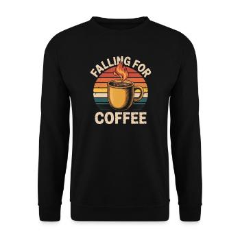 Falling For Coffee Retro Vintage Fall - Unisex Sweatshirt - black - Front - Alina (178cm) & Michal (187cm)