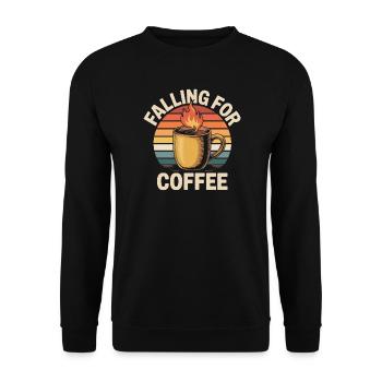 Falling For Coffee Retro Vintage Fall - Unisex Sweatshirt - black - Front - Alina (178cm) & Michal (187cm)