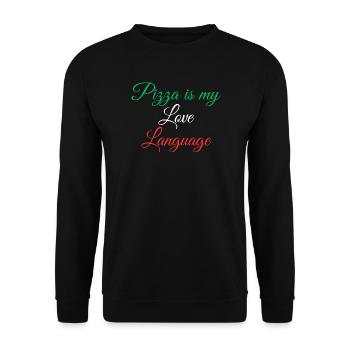 Pizza love letter - Unisex Pullover - Schwarz - Vorne - Alina (178cm) & Michal (187cm)