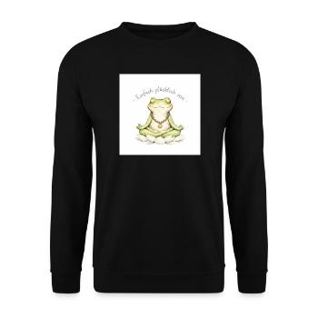 Frosch im Lotustempel der Ruhe - Unisex Pullover - Schwarz - Vorne - Alina (178cm) & Michal (187cm)