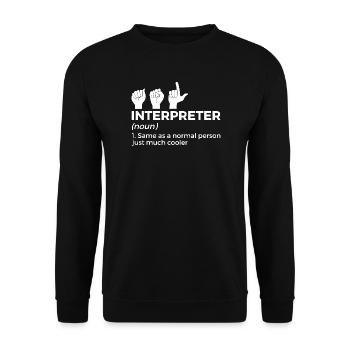 Interpreter Pride Fist Typography - Unisex Sweatshirt - black - Front - Alina (178cm) & Michal (187cm)
