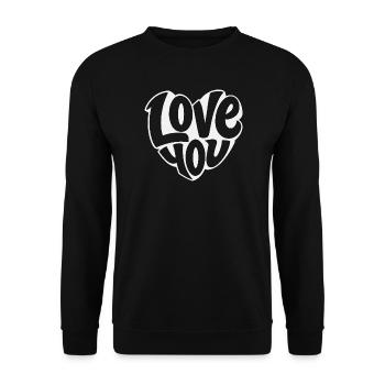 Love You Herzdesign Typo - Unisex Pullover - Schwarz - Vorne - Alina (178cm) & Michal (187cm)