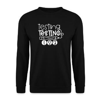 Handgezeichneter Test-Doodle-Bleistift 123 - Unisex Pullover - Schwarz - Vorne - Alina (178cm) & Michal (187cm)